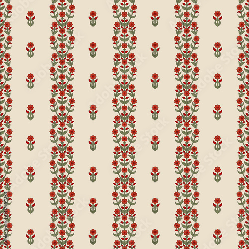 Abstract seamless color full paisley flower leaf mughal motif bunch pattern