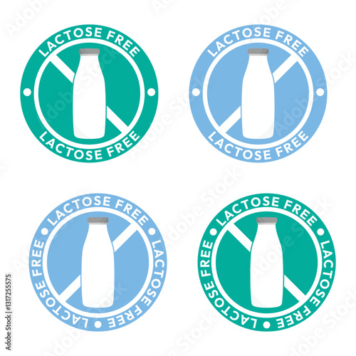 Set best Lactose free label or Lactose free logo vector isolated in flat style. Lactose free label vector for product packaging design element. Lactose free logo for packaging design.