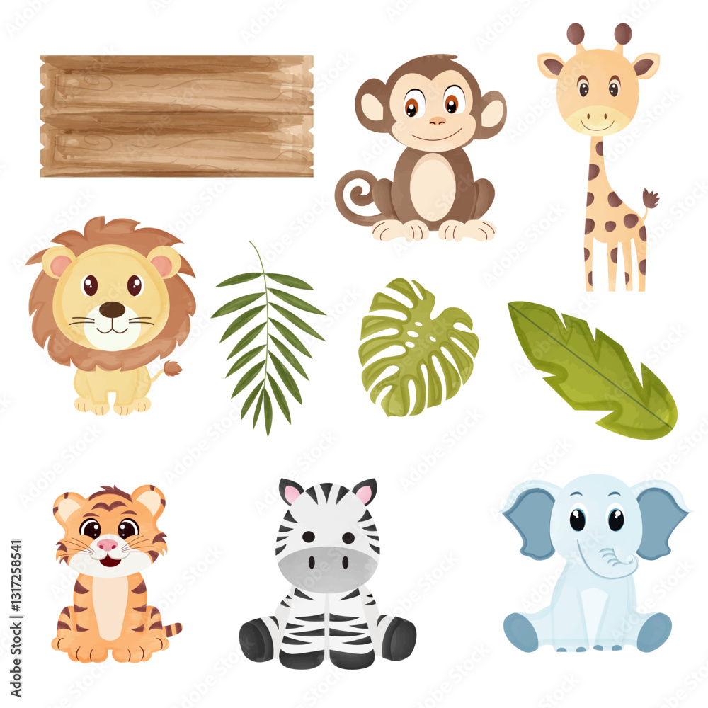 Fototapeta premium Set of cartoon animals