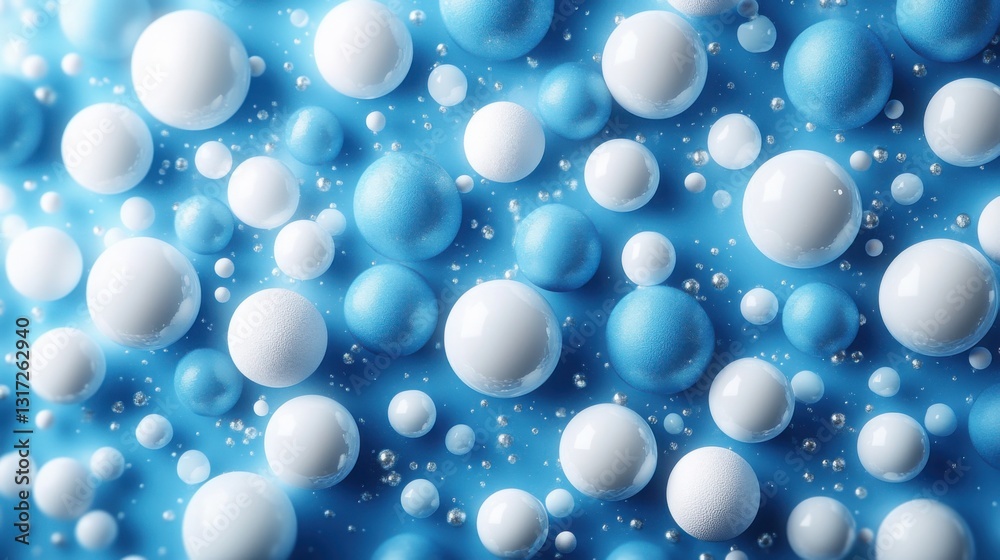 Abstract Blue and White Sphere Background Shiny Glossy Balls Texture 3D Render Abstract Blue and White Sphere Background Shiny Glossy Balls Texture 3D Render