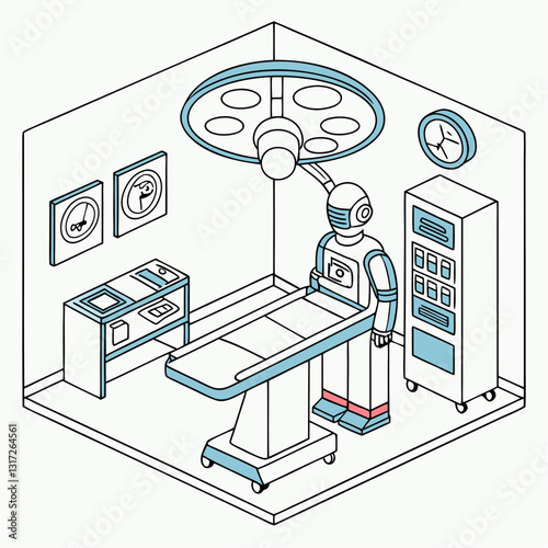 A robotic assistant in a hospital operating room with advanced sensory technology.
