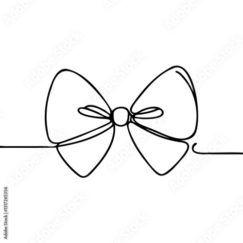 One-line drawing of a decorative bow