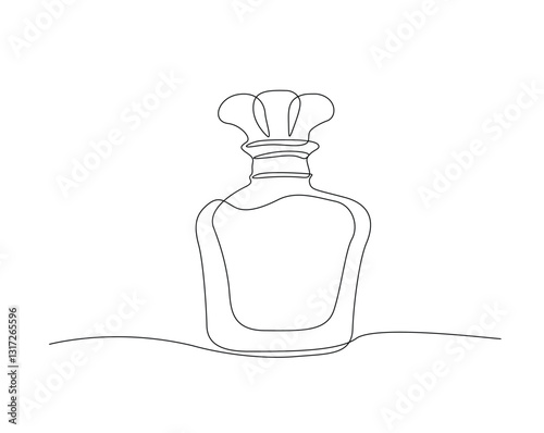 Perfume bottle simple outline illustration. Continuous line drawing of perfume bottle for print, packaging, banner, card, wall art poster, brochure, postcard.