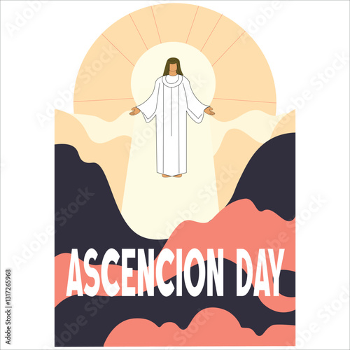 Ascension Day Illustration – Jesus Christ Rising to Heaven