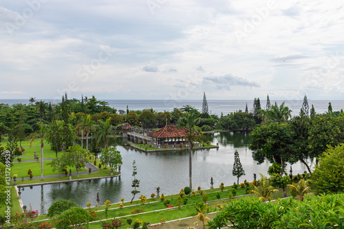 Water Palace Taman Ujung in Bali Island Indonesia - travel and architecture background photo