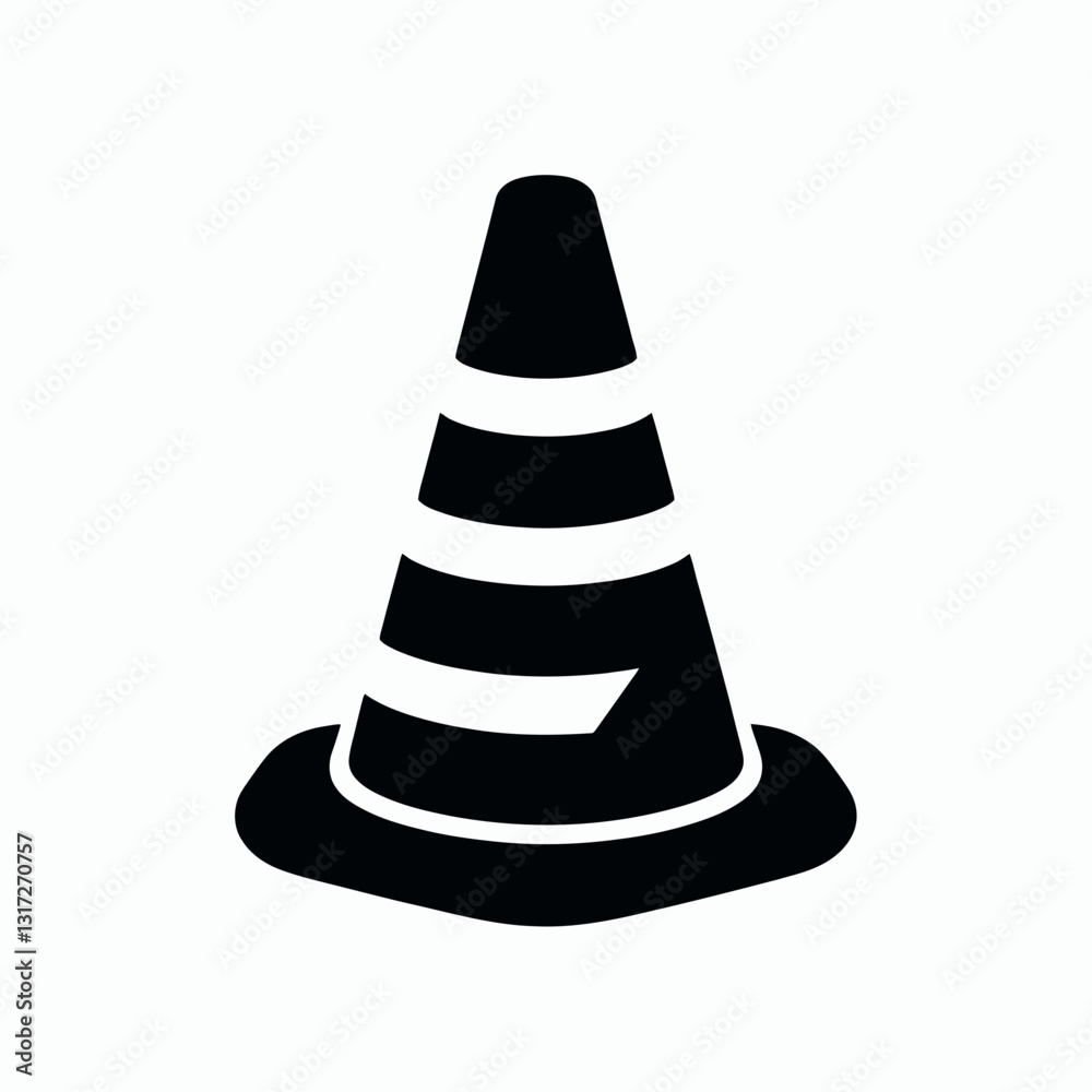 very simple flat and minimalist Traffic Cone silhouette in black on a white background very simple flat and minimalist Traffic Cone silhouette in black on a white background