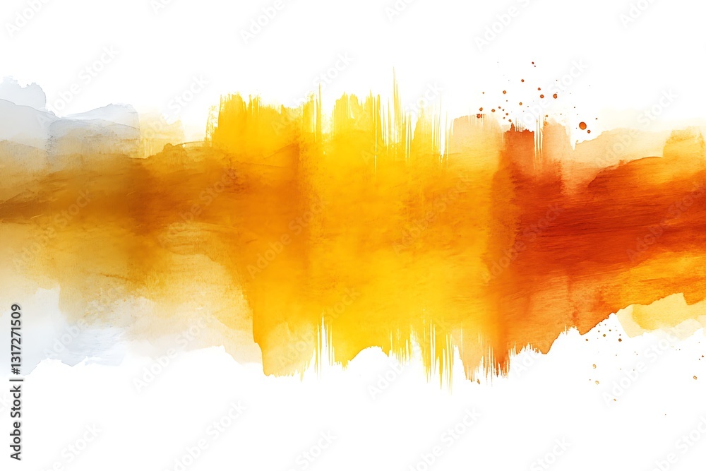 Fototapeta premium Abstract Watercolor Background Golden Orange and Gray Hues, Textured Paint Stroke