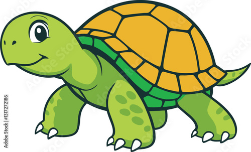 A cartoon turtle illustration, Happy turtle character design