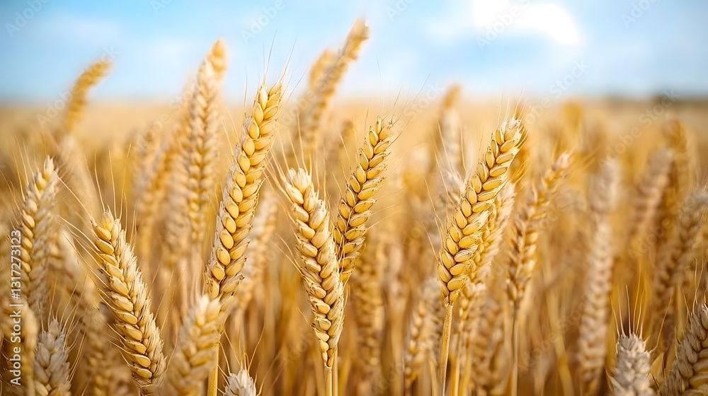Expansive wheat field under clear blue skies in the harvest season. Generative AI Expansive wheat field under clear blue skies in the harvest season. Generative AI