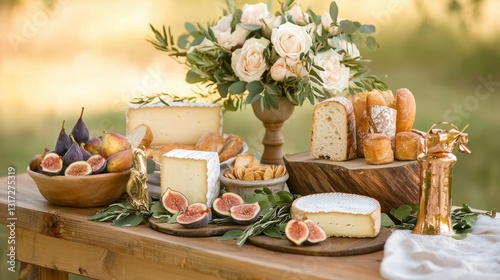 Wallpaper Mural A festive charcuterie table with a selection of international cheeses, figs, and artisanal bread. Torontodigital.ca