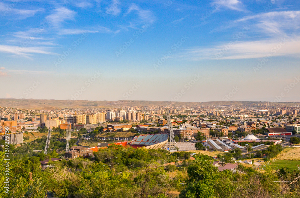 Hrazdan stadium and Kentron district scenic view from Tsitsernakaberd park in Yerevan, Armenia Hrazdan stadium and Kentron district scenic view from Tsitsernakaberd park in Yerevan, Armenia
