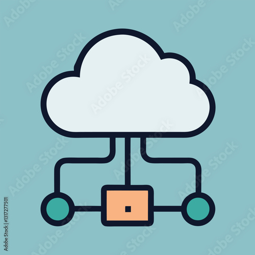 cloud computing vector art icon.