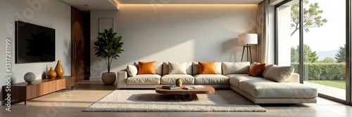 Stylish contemporary living room with sleek furniture and minimalist decor, home, lifestyle