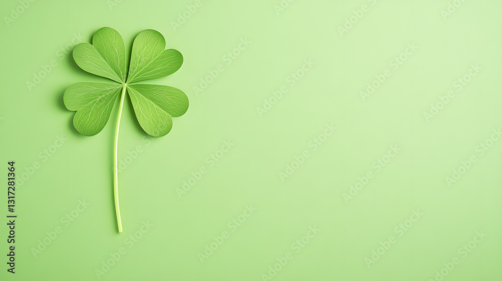 A clean emerald green background with a single realistic four-leaf clover, symbolizing luck and prosperity.
A clean emerald green background with a single realistic four-leaf clover, symbolizing luck and prosperity.