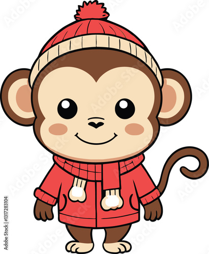 A cartoon monkey with smiling face illustration