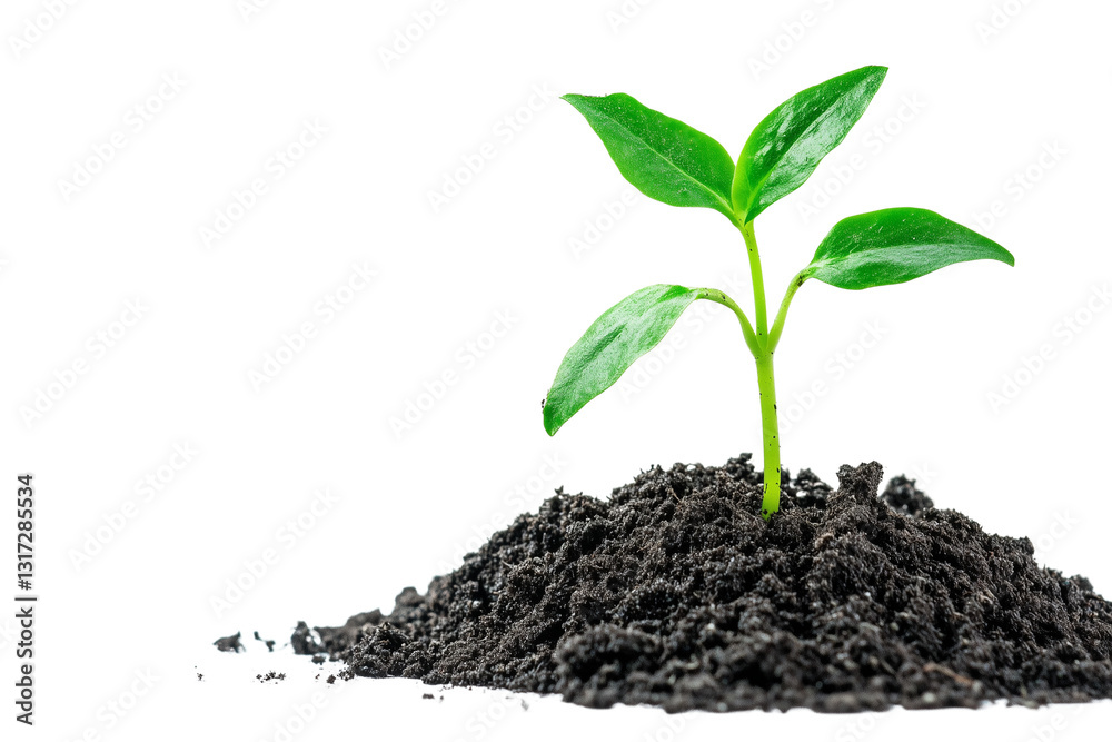 A small green plant sprout with soil, isolated on Transparent PNG format Background. A small green plant sprout with soil, isolated on Transparent PNG format Background.