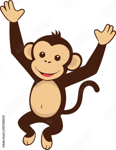 A cartoon monkey with smiling face illustration