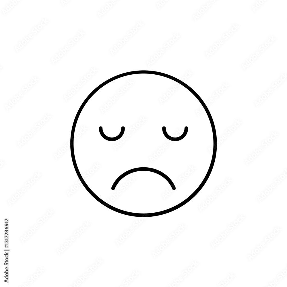 Fototapeta premium Disappointed Face Emoji line icon