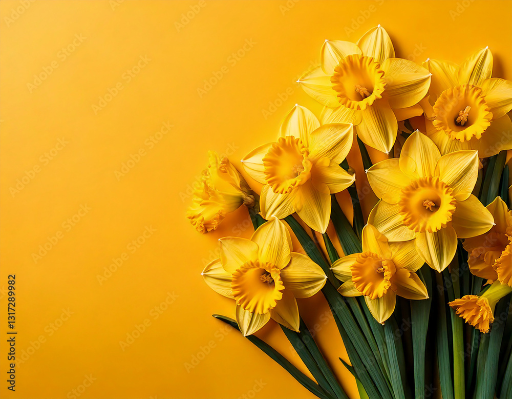 Obraz premium Osterglocken auf sanftem Gelb – Leuchtende Frühlingsblumen in sonniger Atmosphäre