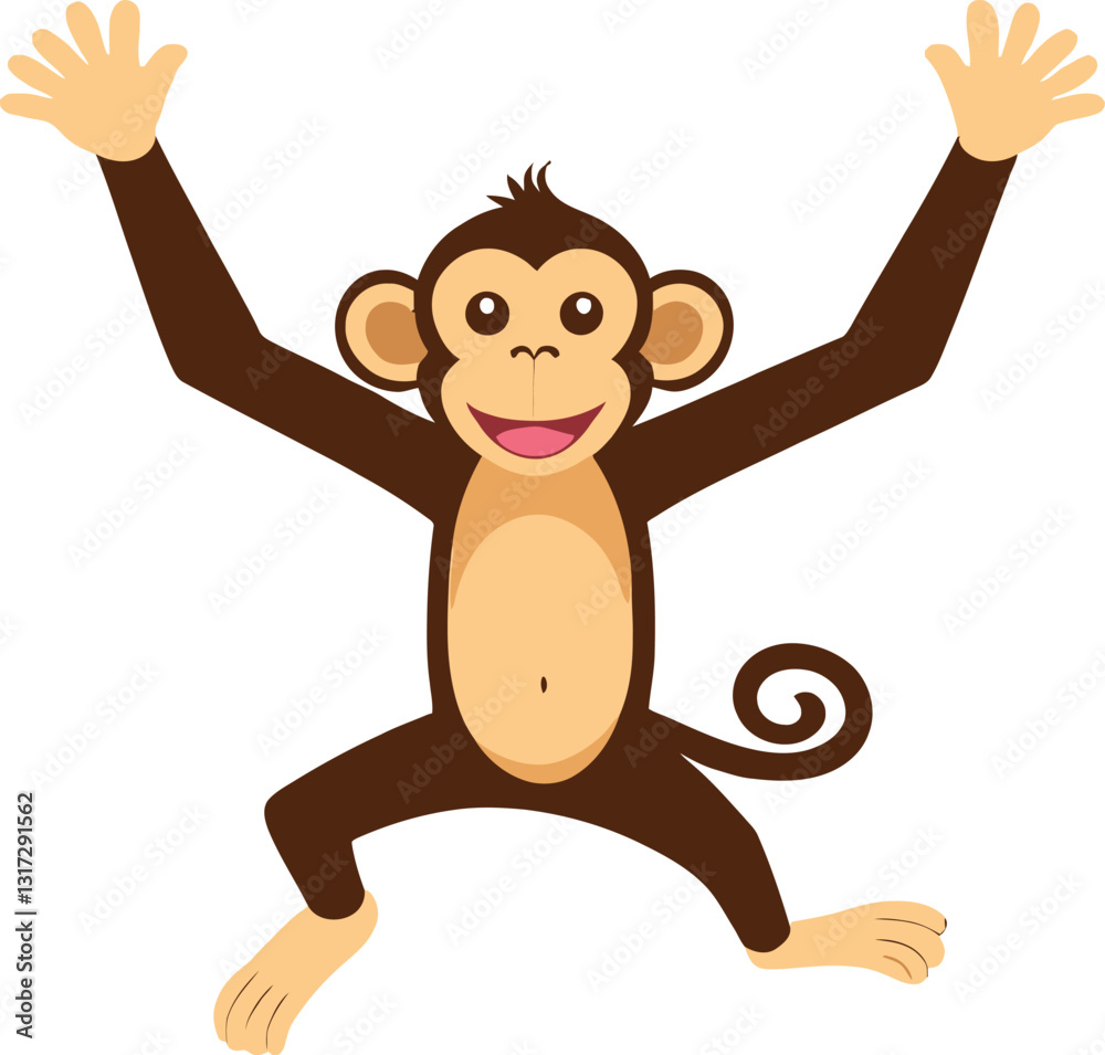 Obraz premium A cartoon monkey with smiling face illustration
