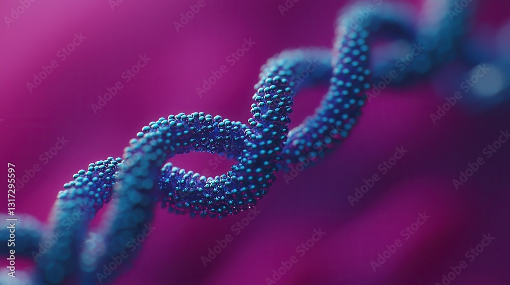 Abstract Blue Beaded Spiral Structure Against Soft Purple Background Abstract Blue Beaded Spiral Structure Against Soft Purple Background