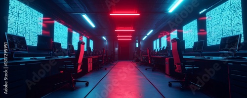A futuristic AI research lab where scientists observe the tokenization process of a large language model.