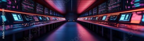 A futuristic AI-powered data center optimized for maximum efficiency, glowing quantum processors seamlessly processing vast amounts of text data.