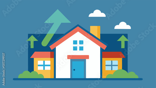 Home Ownership Benefits Depict a cozy house with a label Tax Deductible Mortgage and arrows showcasing how it provides tax relief and appreciation growth to the owners.