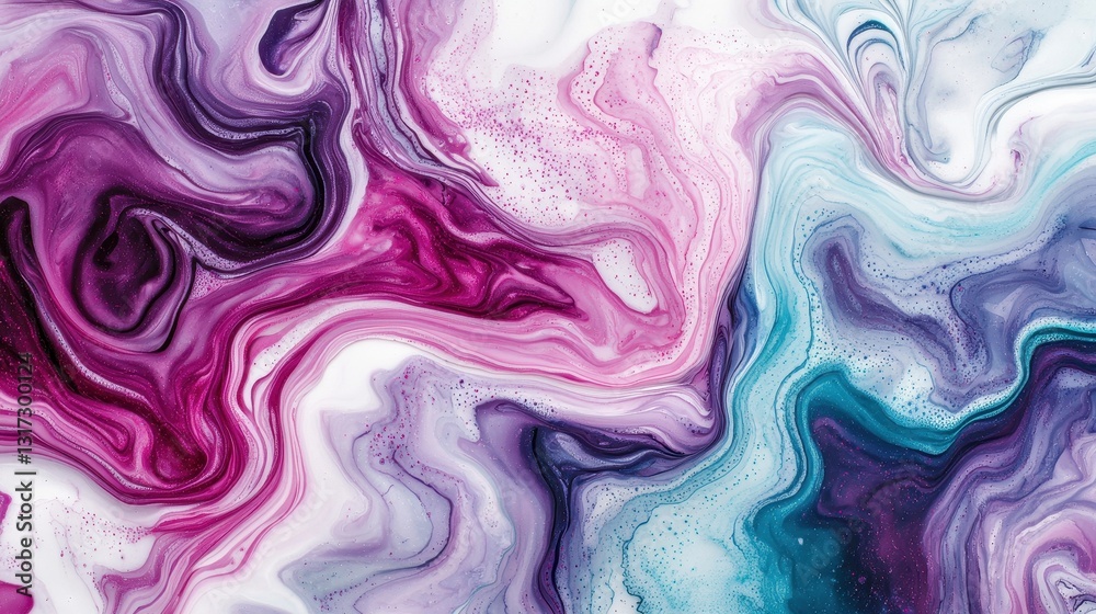 Obraz premium Vibrant Abstract Swirls of Purple, Pink, and Teal Colorful Art
