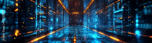 A futuristic AI research facility where a large language model optimizes itself using advanced machine learning techniques.