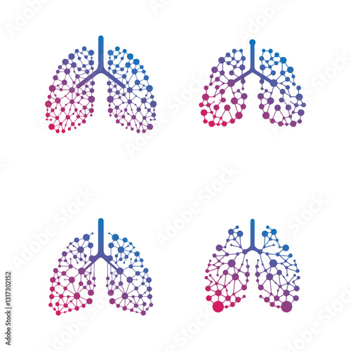 set of bundle gradient lung tech logo design