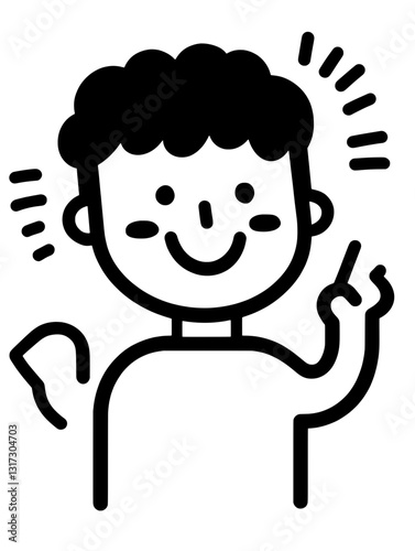 Cheerful vector character expressing joy through a playful gesture while highlighting positivity and fun