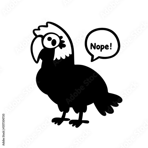 Expressive cartoon parrot with playful attitude saying nope in a fun vector style