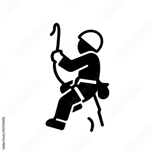 Climber ascending a steep rock face with determination and skill