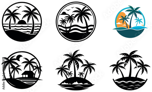  Tropical Island Silhouette Designs for Summer Branding