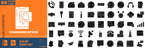 Communication icon set. Containing Containing discussion, speech bubble, talking,and more. Solid vector icons collection.