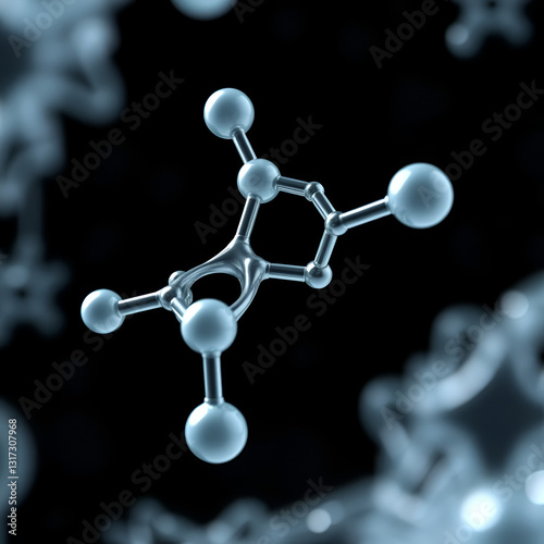 fenbendazole molecular structure, 3d model molecule, anthelmintic agent, structural chemical formula view from a microscope