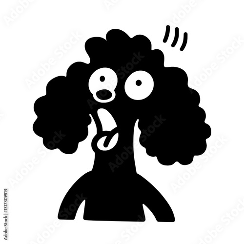 Surprised cartoon dog with curly hair and amusing expression exemplifying joy and curiosity in a playful setting