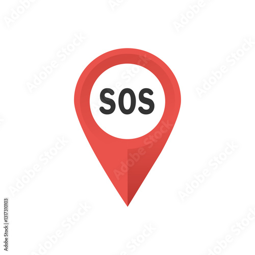 SOS location marker indicating a call for help in emergency situations. Red location marker displays SOS to indicate a request for immediate assistance.