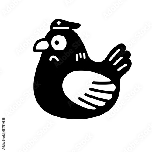 Creative illustration of a nurse chicken in a playful yet professional pose showcasing care and compassion