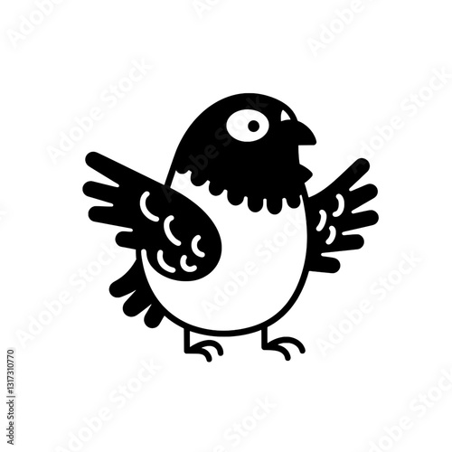 Charming vector illustration of a whimsical bird with outstretched wings expressing joy and playfulness in a simple design