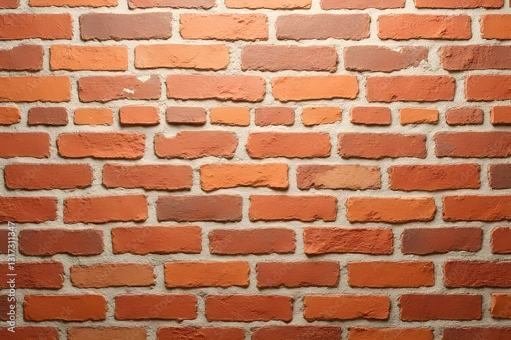Fototapeta premium Close Up of a Brick Wall with Varying Shades of Reddish Orange Bricks