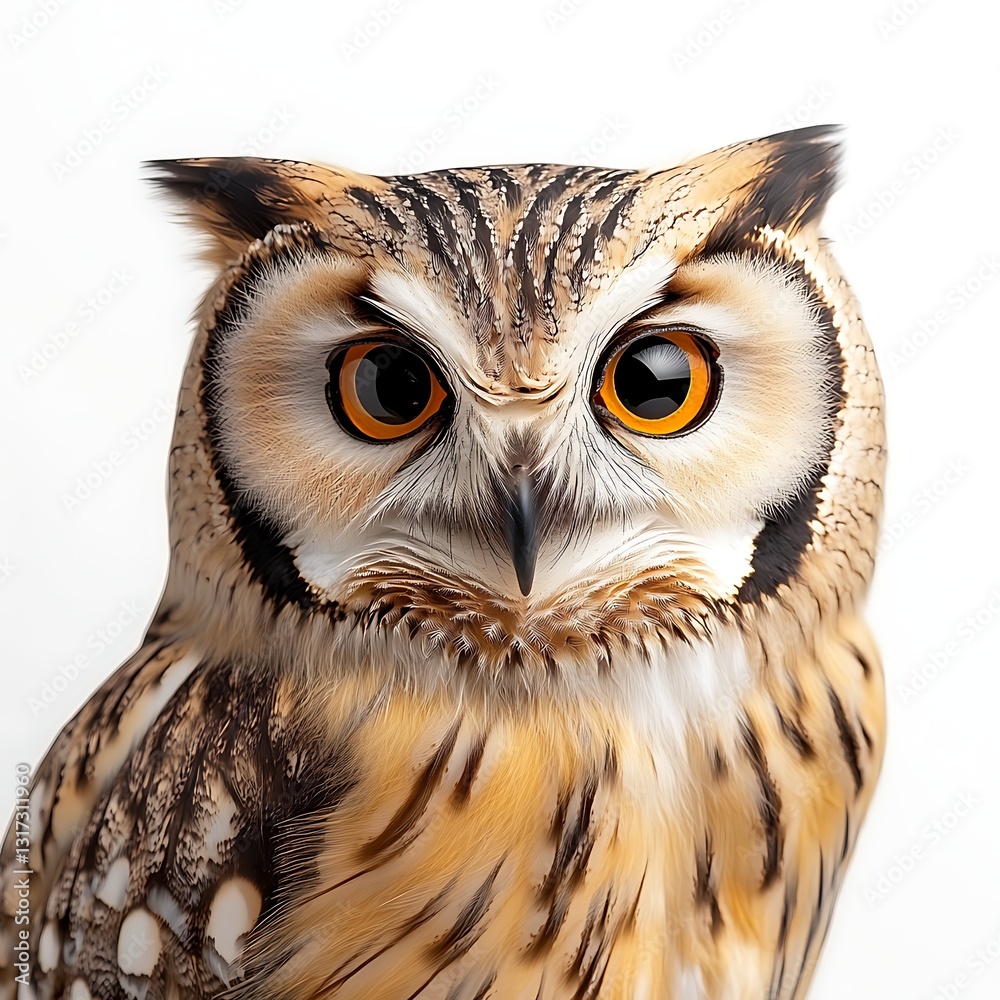 Captivating Close-Up Portrait of a Majestic Owl with Striking Eyes and Detailed Feathers Captivating Close-Up Portrait of a Majestic Owl with Striking Eyes and Detailed Feathers