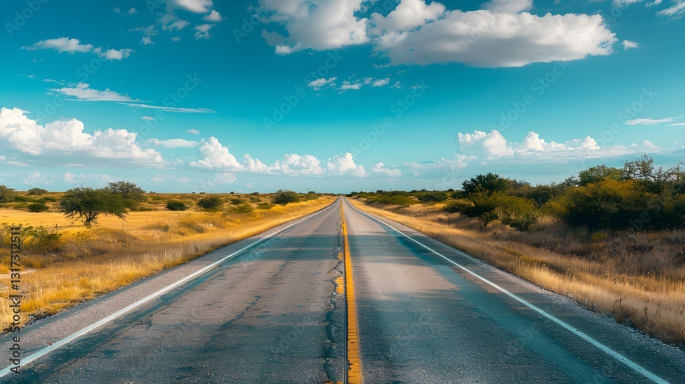 Fototapeta premium Lone Star State Exploration - A Clear Day on a Texas Highway