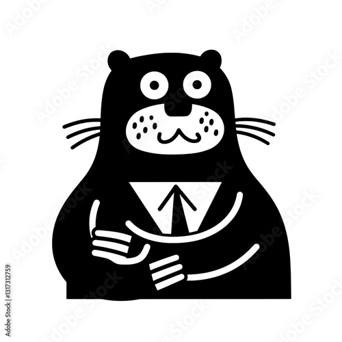 Charming bear character dressed in a suit, exuding confidence and playfulness in a whimsical style