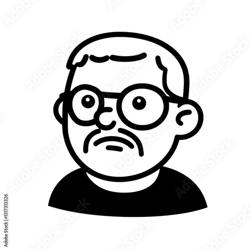 Character design featuring a quirky man with glasses and a mustache showcasing unique vector art style for creative projects