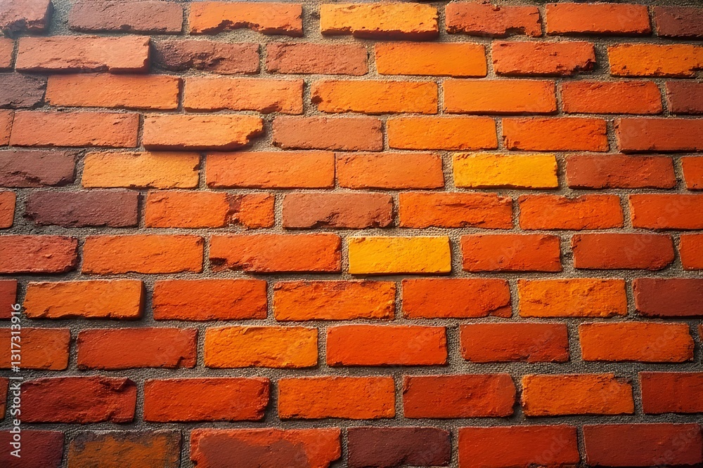 Fototapeta premium Close-up View of a Vibrant Orange Brick Wall Pattern