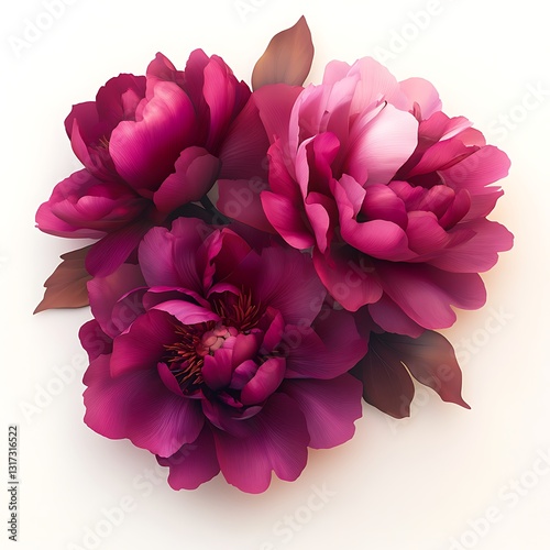 Vibrant Pink Peonies Arrangement on Light Background with Soft Floral Details and Texture