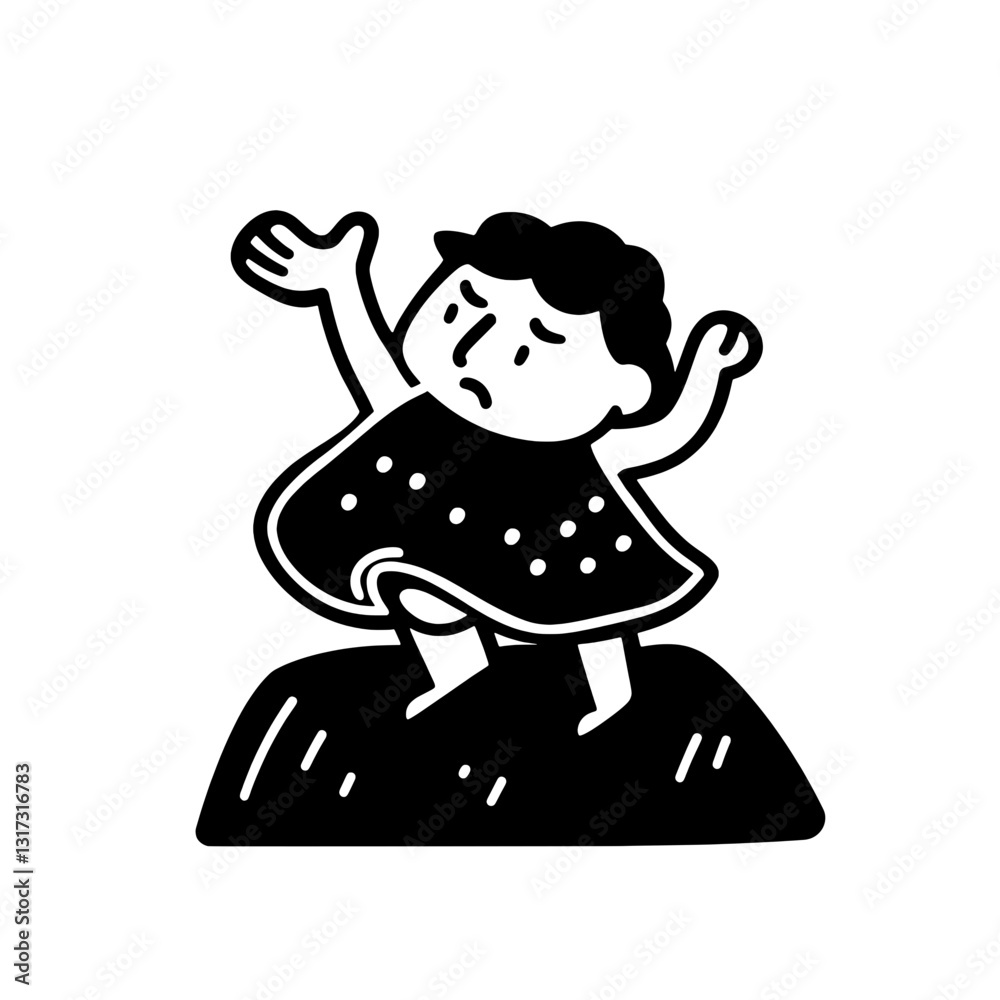 Expressive character depicting emotions in a playful vector style, showcasing artistic human creativity and imagination