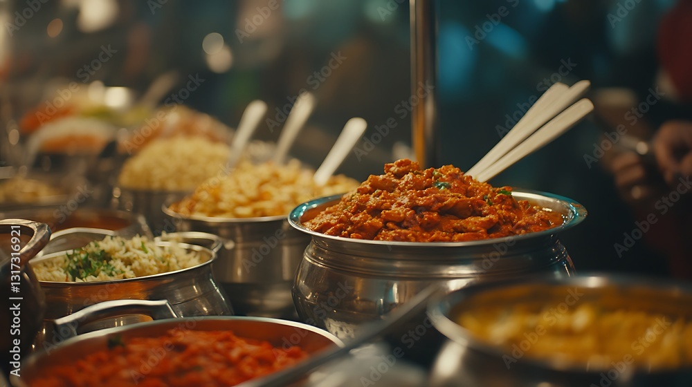 Obraz premium Spices and herbs enhancing Indian cuisine pictures
